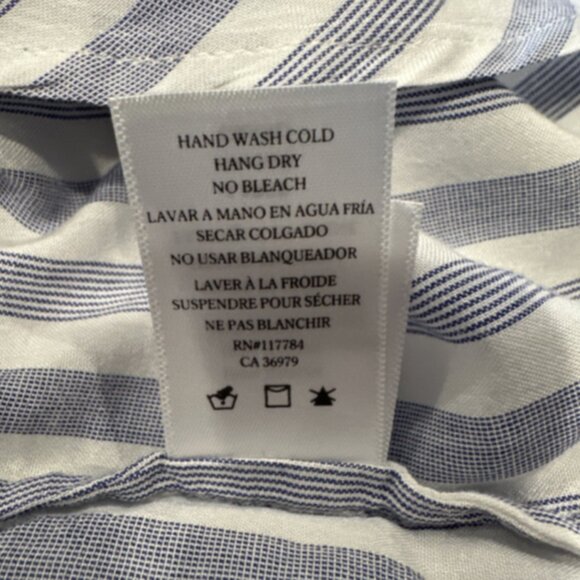 Rails Women's Size Large Bermuda Stripe Button Up Sleep Shirt Pocket Blue White - Picture 8 of 10